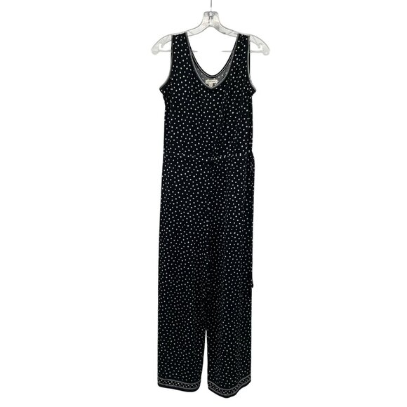 Max Studio Polka Dot Jumpsuit Sleeveless Black/White Size Small Belted - Picture 1 of 9